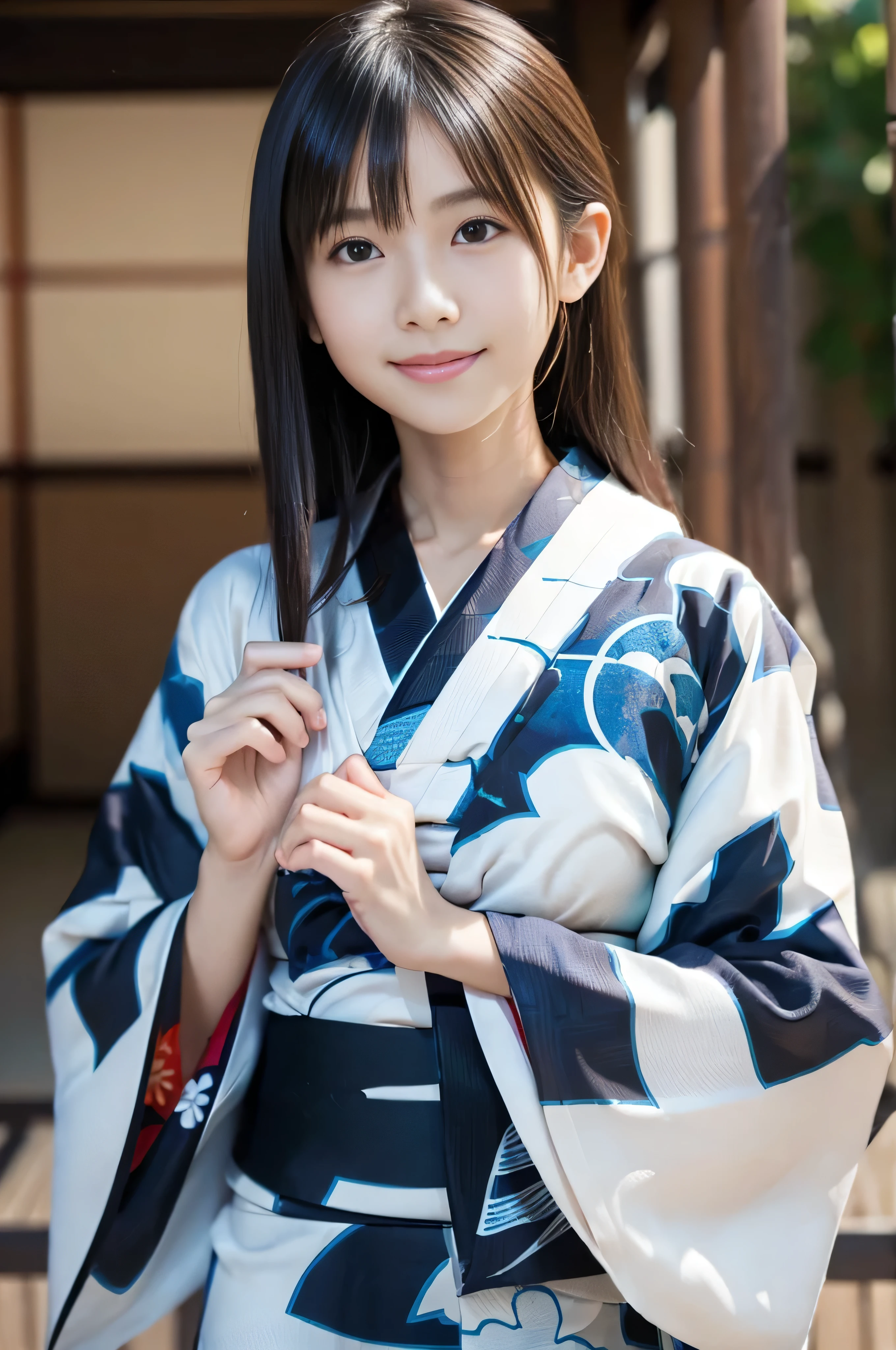 最high quality,Very detailed,finely,High resolution,8k wallpaper,Perfect dynamic composition,Young Japanese Woman,Age 25, Black Hair, thin, 4K, 8k, high quality, beauty, smile, Beautiful Eyes, Characterized by simplicity, High resolution,1 person,Japanese Idols,firework,yukata