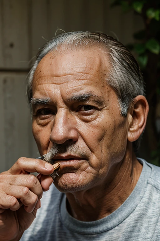 Old man face smoking