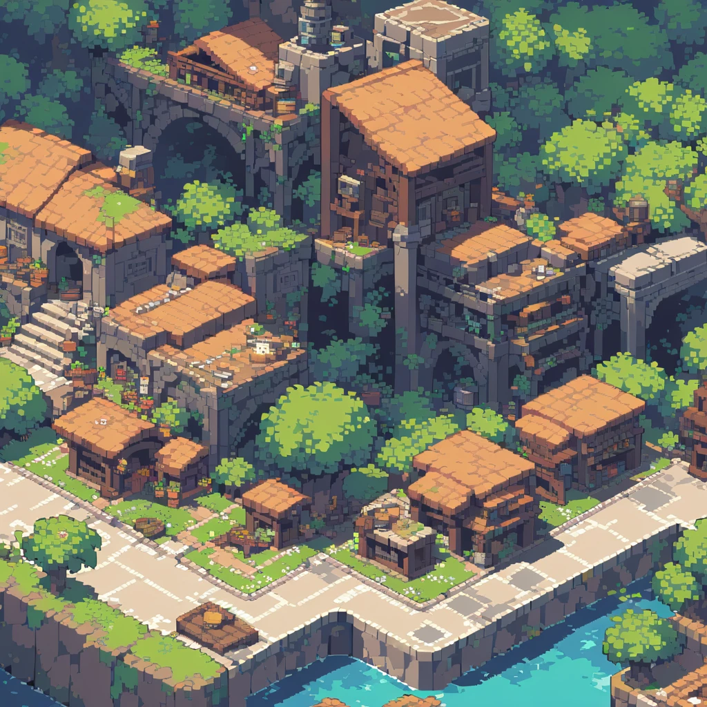The prompt for generating a Pixel art could be: "Pixel art,Highest quality, High resolution, White background,Objects in the city"