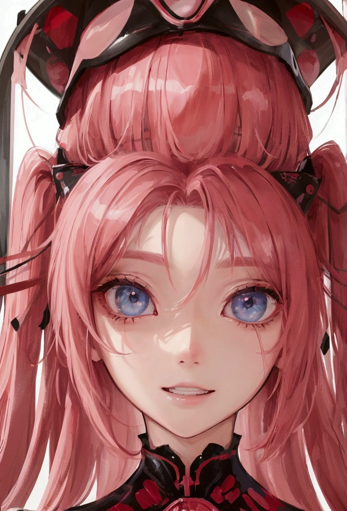 (masterpiece: 1.3), (Maximum resolution: 1.2), (Ultra High Definition TV: 1.2), Cinematic Light, 8k resolution Highly detailed face and skin texture 1 woman Perfect Style カジュアル服
Beautiful Eyes,Beautiful Eyes, Thin eyebrows, open one eye Smile She looks embarrassed as her face is shown in close-up, showing her teeth Red cheeks, pink hair Peace camera from below living room