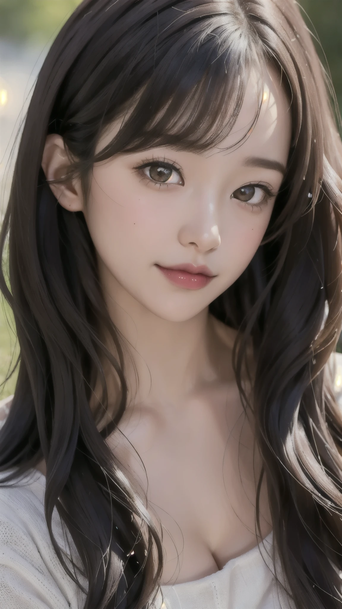 highest quality, Perfect Face, Complex, Beautiful views, Ultra-realistic 8K CG,Perfect artwork, 1 female, Sayuri, Young Face, Round face, Droopy eyes, smile, alone, Appearance like a female teacher, Pull up your hair, , nude,naked,cowboy shot,looking at viewer, yua mikami,