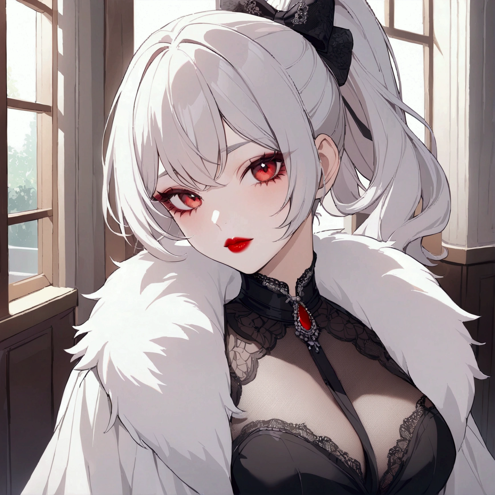 DogmomPonytail, Red Lips,