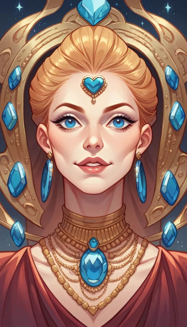 Longhaire, , cheveux blonds, jewels, very detailed, quality, tetas grandes, Heart Earrings, blue eye,