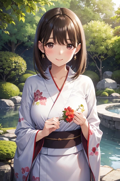 anegasaki nene、Shiny brown hair, short hair, (Beautiful brown eyes、Sparkling eyes, Fine grain)、smile、Ultra-detailed eyes、Highly detailed face, Highly detailed eyes,




A beautiful girl stands in a quiet Japanese garden. She is wearing a beautiful Japanese yukata and is elegantly picking flowers. Her modest smile enhances her elegance and makes for a memorable scene. In the background is a lush green Japanese garden, It gives the landscape a traditional beauty.. The photo was taken with a mirrorless camera at ふ/1.8 apertures, Shutter Speed 1/400 sec, ISO800, and the soふt-ふocus eふふect adds to the soふt, Magical atmosphere.