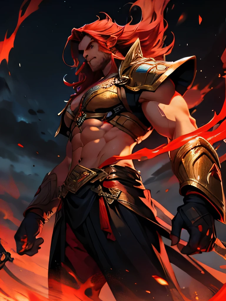 crimson hair male ancient gigant god