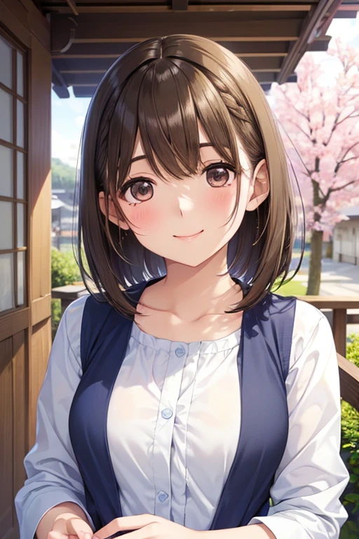 anegasaki nene、Shiny brown hair, short hair, (Beautiful brown eyes、Sparkling eyes, Fine grain)、smile、Ultra-detailed eyes、Very detailed顔, Very detailed目,




(Tabletop, Highest quality, Very detailed), One Girl, young woman、smile、cool hairstyles、blush、masterpiece、High resolution、16K、Spring outfits in fresh colors、(Very close:1.5)、Explore the city of Kyoto、(Painting of the upper body:1.5)
