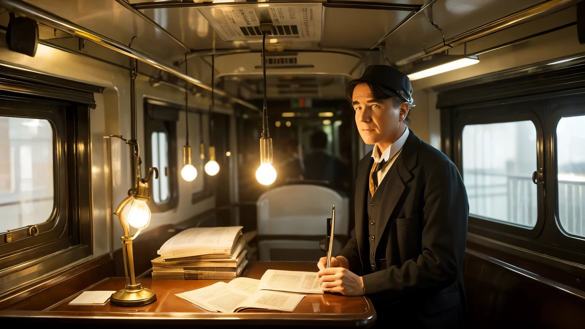 "Thomas Edison in his youth Worked as a newspaper salesman on the train. There is a small chemistry lab on the train, representing his beginnings in the world of research and invention."