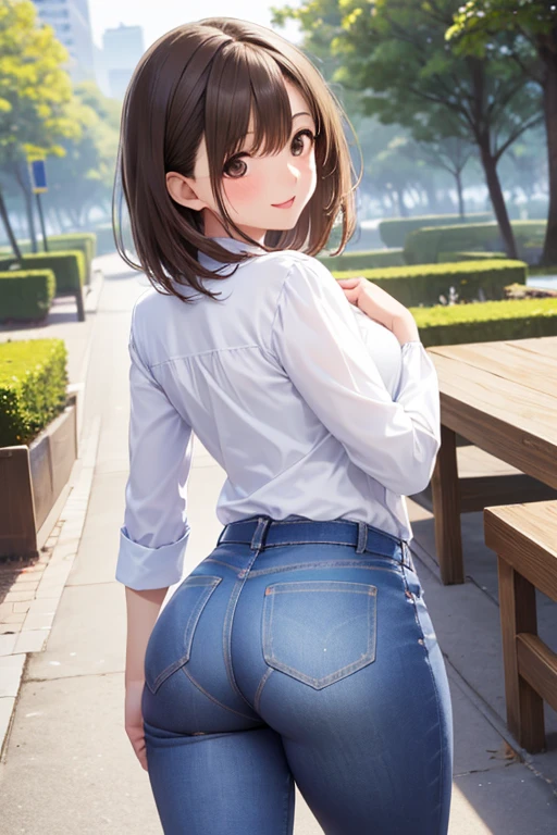 anegasaki nene、Shiny brown hair, short hair, (Beautiful brown eyes、Sparkling eyes, Fine grain)、smile、Ultra-detailed eyes、Very detailed顔, Very detailed目,




(Tabletop, Highest quality, Very detailed), Highest quality、High resolution、High resolution、High resolution、(((Turn around and look this way、Beautiful butt)))、(Mid-chest、Brown eyes、Glossy Lips、Glowing Skin、Realistic skin texture、White blouse、Tight denim pants、Walk in the park、)、love me、blush、Open your mouth、smile)、(Cowboy Shot)