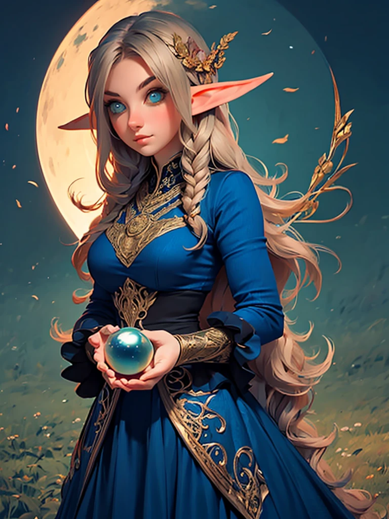 a woman in a blue dress holding a glass ball, medieval princess, beautiful costume, very beautiful elven top model, pre - raphaelites style, medieval dress. witch, fantasy style clothing, intricate costume design, as a medieval fantasy character, beautiful elven princess, inspired by Arthur Hughes, renaissance colorful dress, costume with blue accents, beautiful detail and color