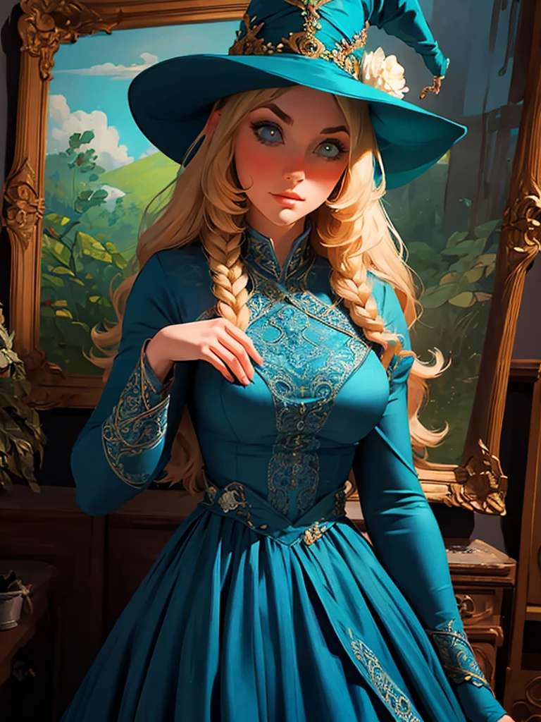 a woman in a blue dress holding a glass ball, a detailed painting inspired by Arthur Hughes, flickr, pre-raphaelitism, medieval princess, beautiful costume, very beautiful elven top model, pre - raphaelites style, medieval dress. witch, fantasy style clothing, intricate costume design, as a medieval fantasy character, beautiful elven princess, renaissance colorful dress