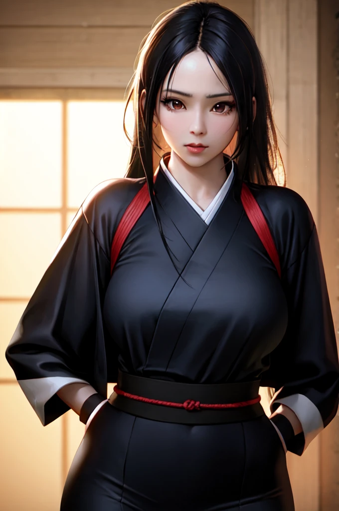Jinah, a young Korean samurai woman in her twenties, possesses an imposing yet graceful presence. Her long hair, styled like that of a kunoichi, is platinum blonde. Her deep brown eyes, almost black, hold a wise and determined gleam. Her face is fine and well-defined, reminiscent of Korean K-pop idols. Her expression is serious but can soften in the presence of those she protects. Her skin is fair and pale. She has an athletic and well-proportioned physique, with a few pleasant feminine curves. She is dressed as an samurai. Ambiance sombre by Yang J, Guweiz, (best quality, 4k, highres, masterpiece:1.2), ultra-detailed, (realistic, photorealistic:1.37), HDR, UHD, studio lighting, ultra-fine painting, sharp focus, physically-based rendering, extreme detail description, professional, vivid colors, bokeh, portraits, landscape, horror, anime, sci-fi, photography, concept artists, vibrant color tones, atmospheric lighting