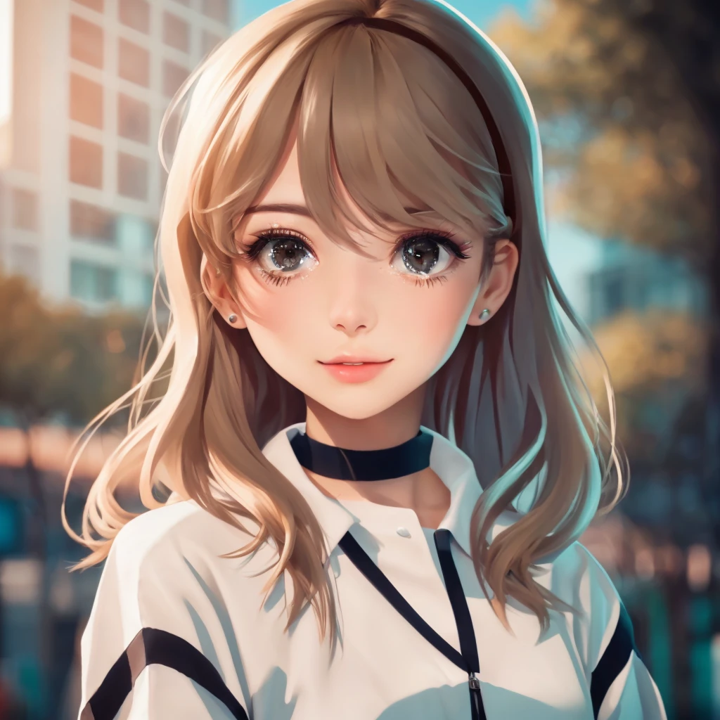 Realistic girl with white clothing and white edges
