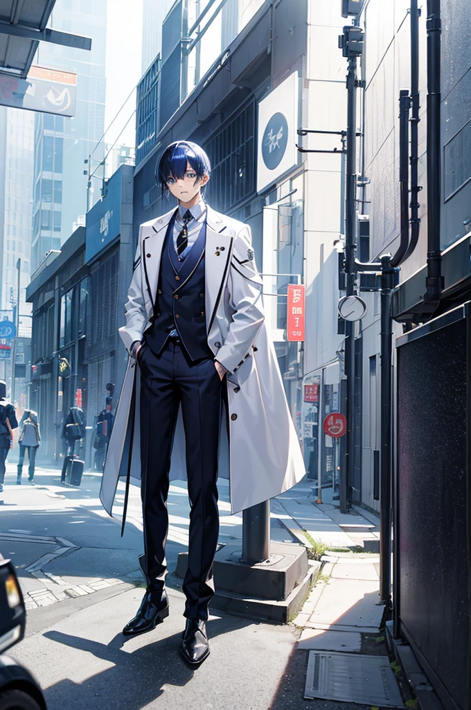 shirt、Tie and Boots, Moon Themed Clothing, Fashion Design, concept art of comiket cosplay, Magic suit, clear Fashion Design, Detailed clothes, Fleet Collection Style, Cool color scheme, Inspired by Sadao Watanabe, Anime style, JK, clothes from the future, , Cypherpunk fashion illustration