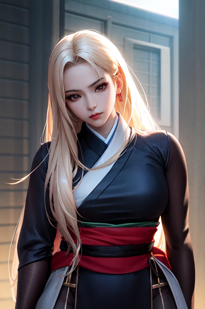 Jinah, a young Korean samurai woman in her twenties, possesses an imposing yet graceful presence. Her long hair, styled like that of a kunoichi, is platinum blonde. Her deep brown eyes, almost black, hold a wise and determined gleam. Her face is fine and well-defined, reminiscent of Korean K-pop idols. Her expression is serious but can soften in the presence of those she protects. Her skin is fair and pale. She has an athletic and well-proportioned physique, with a few pleasant feminine curves. She is dressed as an samurai without sexiness. Ambiance sombre by Yang J, Guweiz, (best quality, 4k, highres, masterpiece:1.2), ultra-detailed, (realistic, photorealistic:1.37), HDR, UHD, studio lighting, ultra-fine painting, sharp focus, physically-based rendering, extreme detail description, professional, vivid colors, bokeh, portraits, landscape, horror, anime, sci-fi, photography, concept artists, vibrant color tones, atmospheric lighting