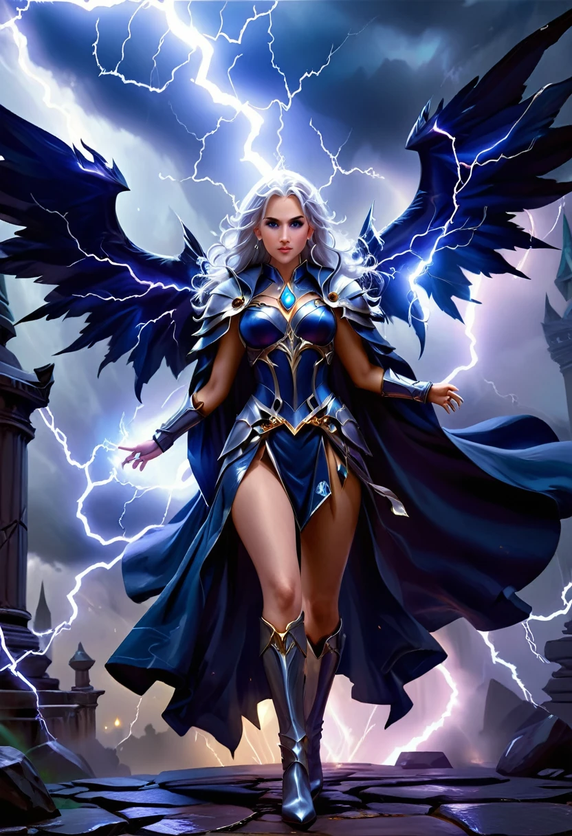a beautiful female knight ready for battle, stands near her loyal car, a mature female paladin knight, holy warrior, ((full body: 1.5)), ((anatomically correct: 1.5)), (ultra detailed face: 1.2), looking tense, looking dangerous, dynamic eye color, dynamic hair color, dynamic hair style dynamic skin complexion, holding a radiant sword, holy sword, divine sword, wearing intricate armor, wearing high heeled boots, BREAK standing near her car, divine car, magical car, ready to battle car, car wreathed in flames, holy intricate runes, slick car, vibrant, Ultra-high resolution, High Contrast, (masterpiece:1.5), highest quality, Best aesthetics), best details, best quality, highres, 16k, (ultra detailed: 1.5), masterpiece, best quality, (extremely detailed) RAW, (ultra details, Masterpiece, best quality), Cinematic Hollywood Film, GlowingRunesAI_purple, faize