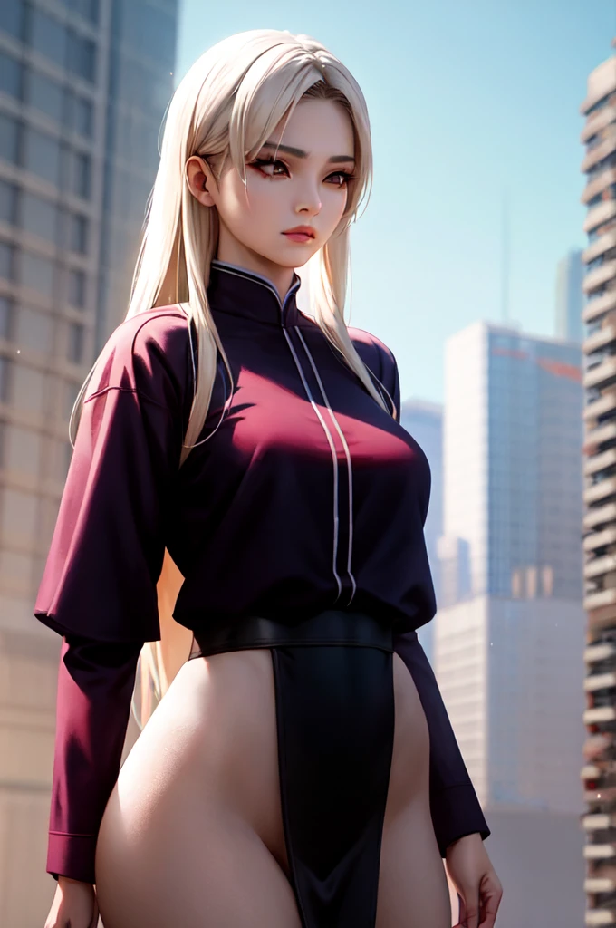Jinah, a young Korean samurai woman in her twenties, possesses an imposing yet graceful presence. Her long hair, styled like that of a kunoichi, is platinum blonde. Her deep brown eyes, almost black, hold a wise and determined gleam. Her face is fine and well-defined, reminiscent of Korean K-pop idols. Her expression is serious but can soften in the presence of those she protects. Her skin is fair and pale. She has an athletic and well-proportioned physique, with a few pleasant feminine curves. She is dressed as an samurai without sexiness. Ambiance sombre by Yang J, Guweiz, (best quality, 4k, highres, masterpiece:1.2), ultra-detailed, (realistic, photorealistic:1.37), HDR, UHD, studio lighting, ultra-fine painting, sharp focus, physically-based rendering, extreme detail description, professional, vivid colors, bokeh, portraits, landscape, horror, anime, sci-fi, photography, concept artists, vibrant color tones, atmospheric lighting