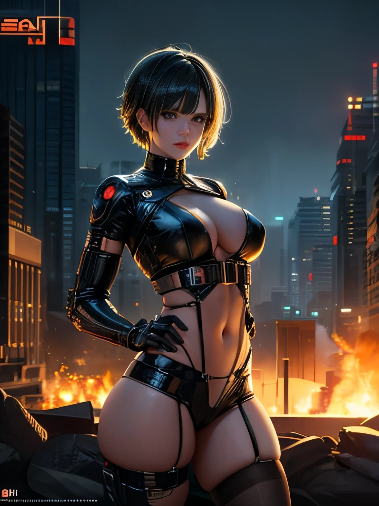 Analog Style, High resolution, 超High resolution,Ultra high definition, (((masterpiece))), Coal miner, woman, (sexy:1.2), dirty, cyber punk, Futuristic, sf, Very detailed, short hair, Award-winning movie posters, (((Photorealistic 8K Wallpaper)))