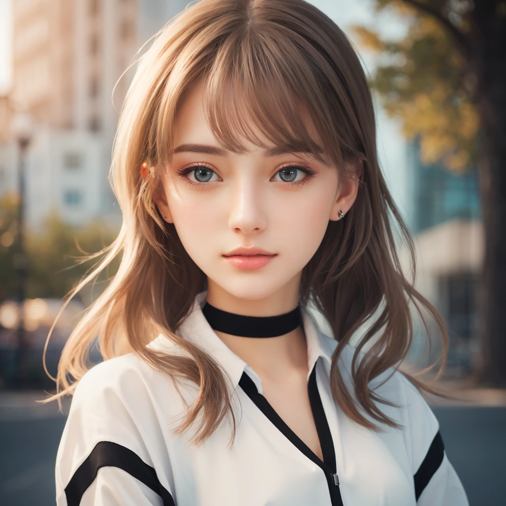 Realistic girl with white clothing and black edges