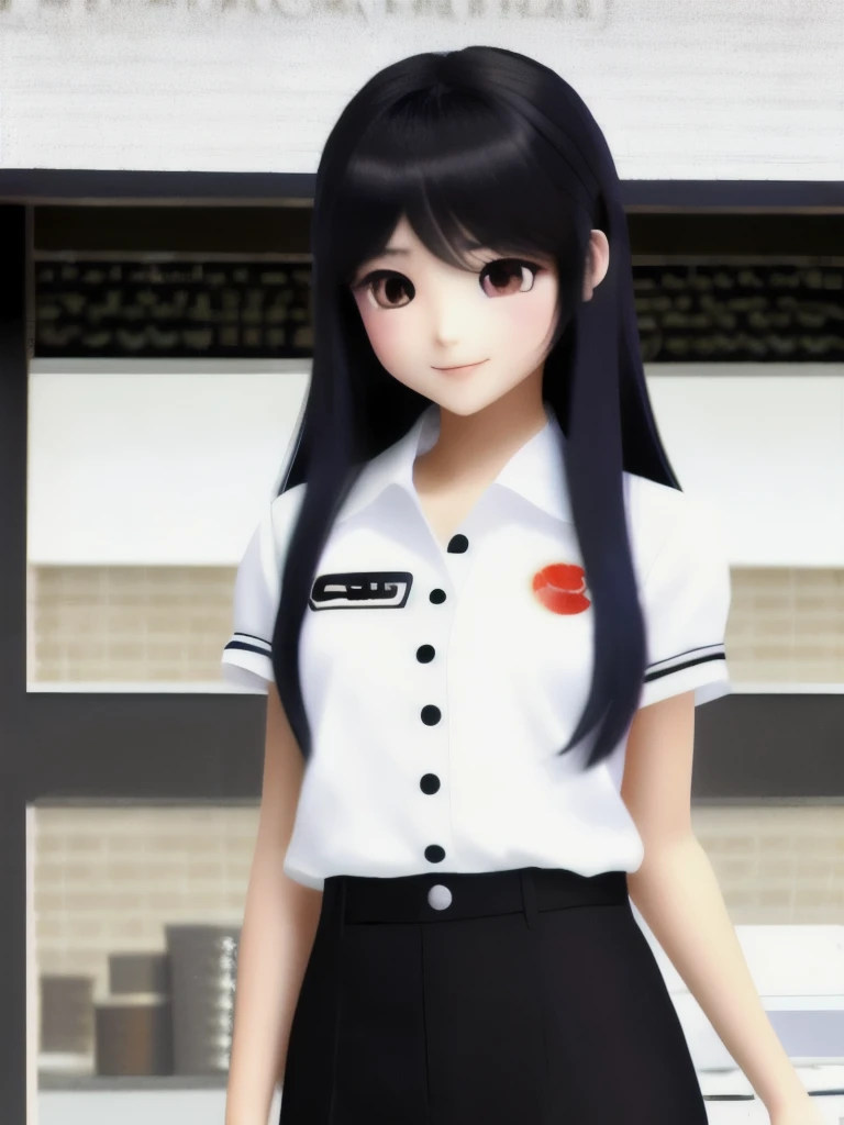 Pretty Girl JK。dorsal position。Creampie。uniform。Long Black Hair。
