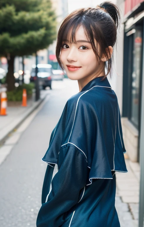 (((Top Quality, 8k, Masterpiece: 1.3)), Focus: 1.2, Cute Girl One, Perfect Body Beauty: 1.4, Ass: 1.2, ((Layered Haircut, Small: 1.2)), (Wet Clothes: 1.1), (Street: 1.3), See-Through Dress: 1.1, Highly Detailed Face, Skin Texture, Detailed Eyes, Double Eyelids, Whitening Skin, Asian, Extremely Beautiful Face, Short bob hair, ponytail, Dimples, Bokeh)