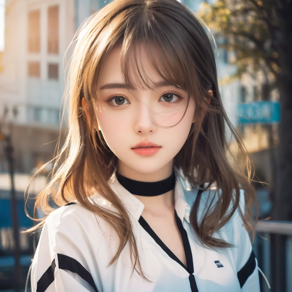 Realistic girl with white clothing and black edges