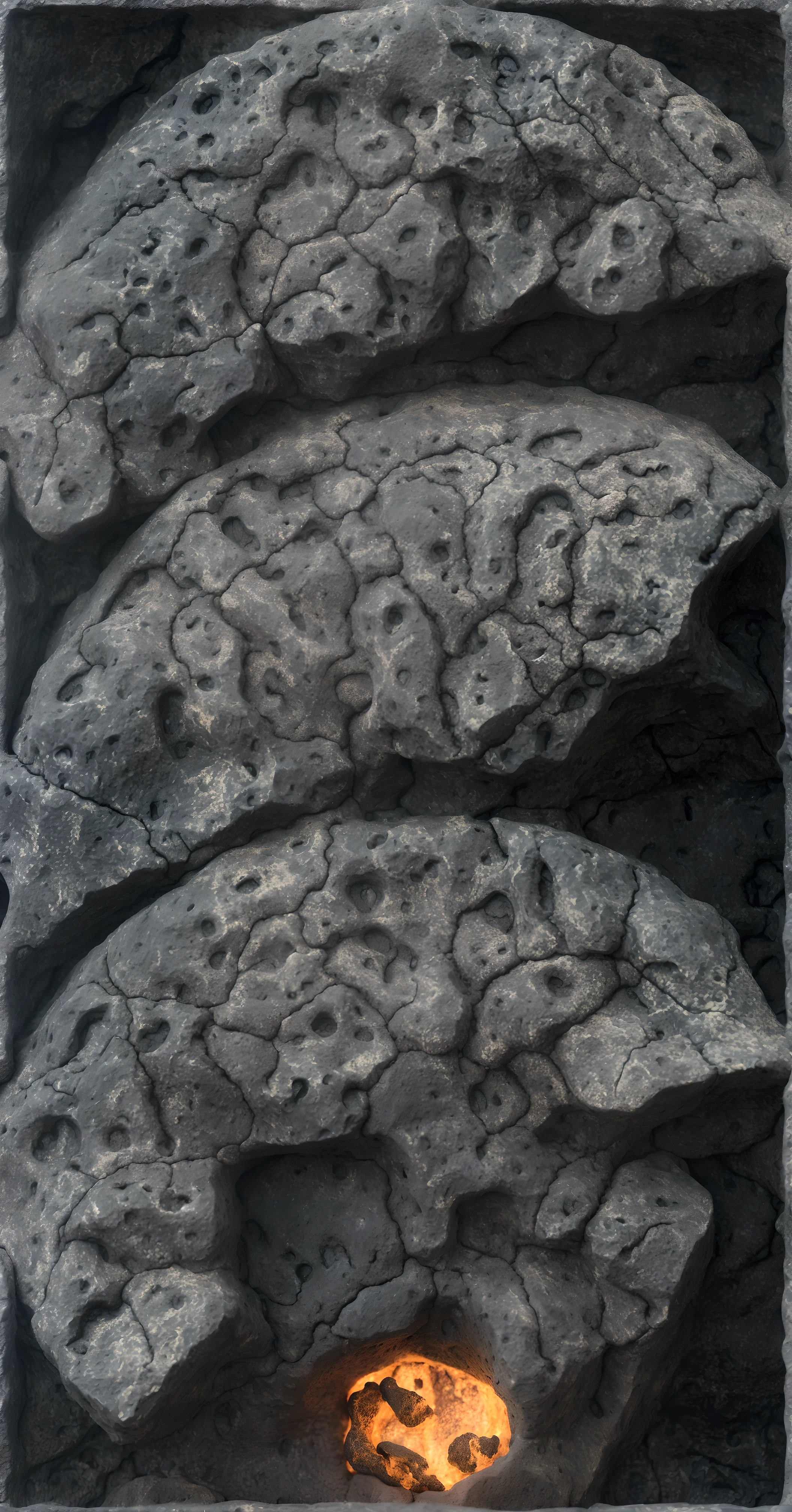 dark lava stone, lava, A closeup of a highly detailed, ultra-realistic, photorealistic natural cave with dramatic lighting, intricate details, and natural rock formations, 4k seamless lava stone texture