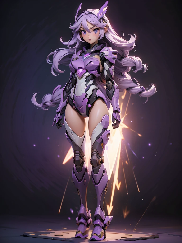 1girl, masterpiece, best quality, (nude:0.5), Mecha, mecha wings, purple eyes, light particles, panty peek, (purple:1.3), best quality, ultra detailed, realistic, (full body shot:1.6)