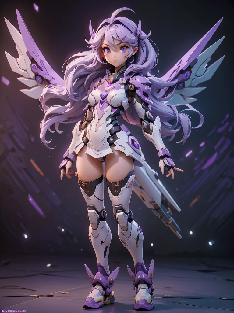 1girl, masterpiece, best quality, (nude:0.5), Mecha, mecha wings, purple eyes, light particles, panty peek, (purple:1.3), best quality, ultra detailed, realistic, (full body shot:1.6)