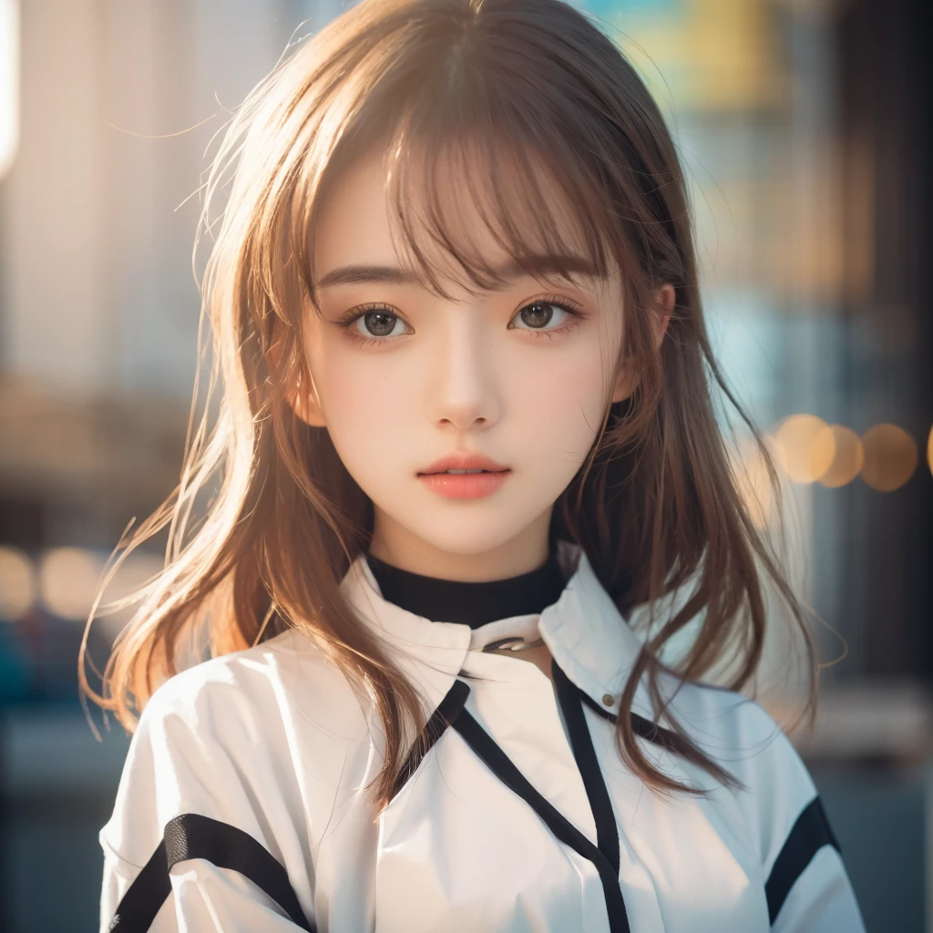 Realistic girl with white clothing and black edges