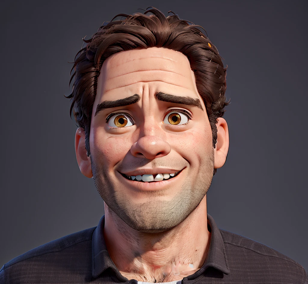 38-year-old man, with brown skin, thin and dark hair estilo Disney Pixar, alta qualidade, melhor qualidader 