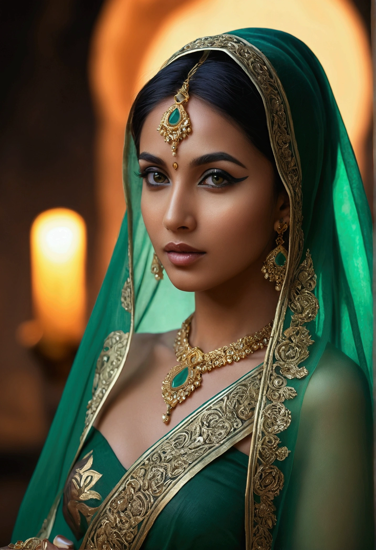 Woman + jade + India + amorous + veil artistry iniciale, artistry iniciale, league of legends artistry iniciale, artistry, brush stroke, obra de artistry, 8k, ultra detaild, High definition, nudism