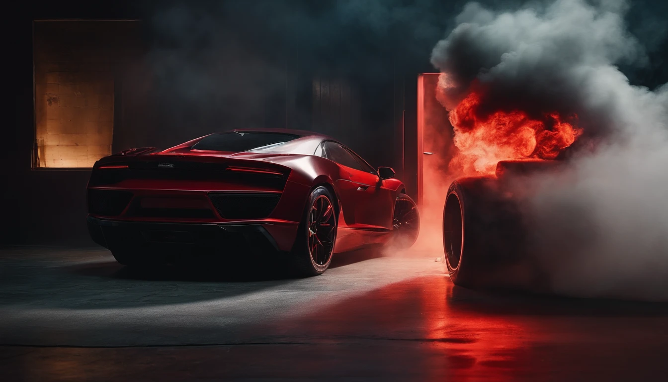 A car whose door is being opened by a goon and red smoke is coming out of it