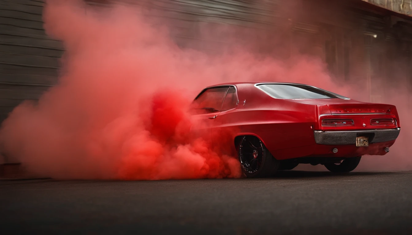 A car whose door is being opened by a goon and red smoke is coming out of it