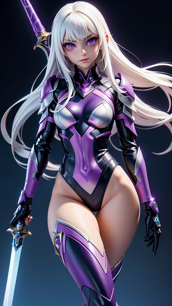 ((Highest quality)), ((masterpiece)), (detailed), Super beautiful、One beautiful girl, whole body、Stand upright with legs spread apart、Standing with your legs apart、A beautiful girl wearing a bold super ultra high cut thong leotard、Smile、Black Knight、Silver Shoulder Guards、Shin pads、gauntlet、Silver toe boots、Wet cobblestones