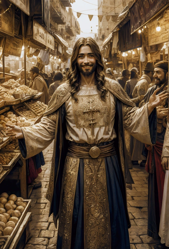jesus christ smiling in jerusalem market in early times