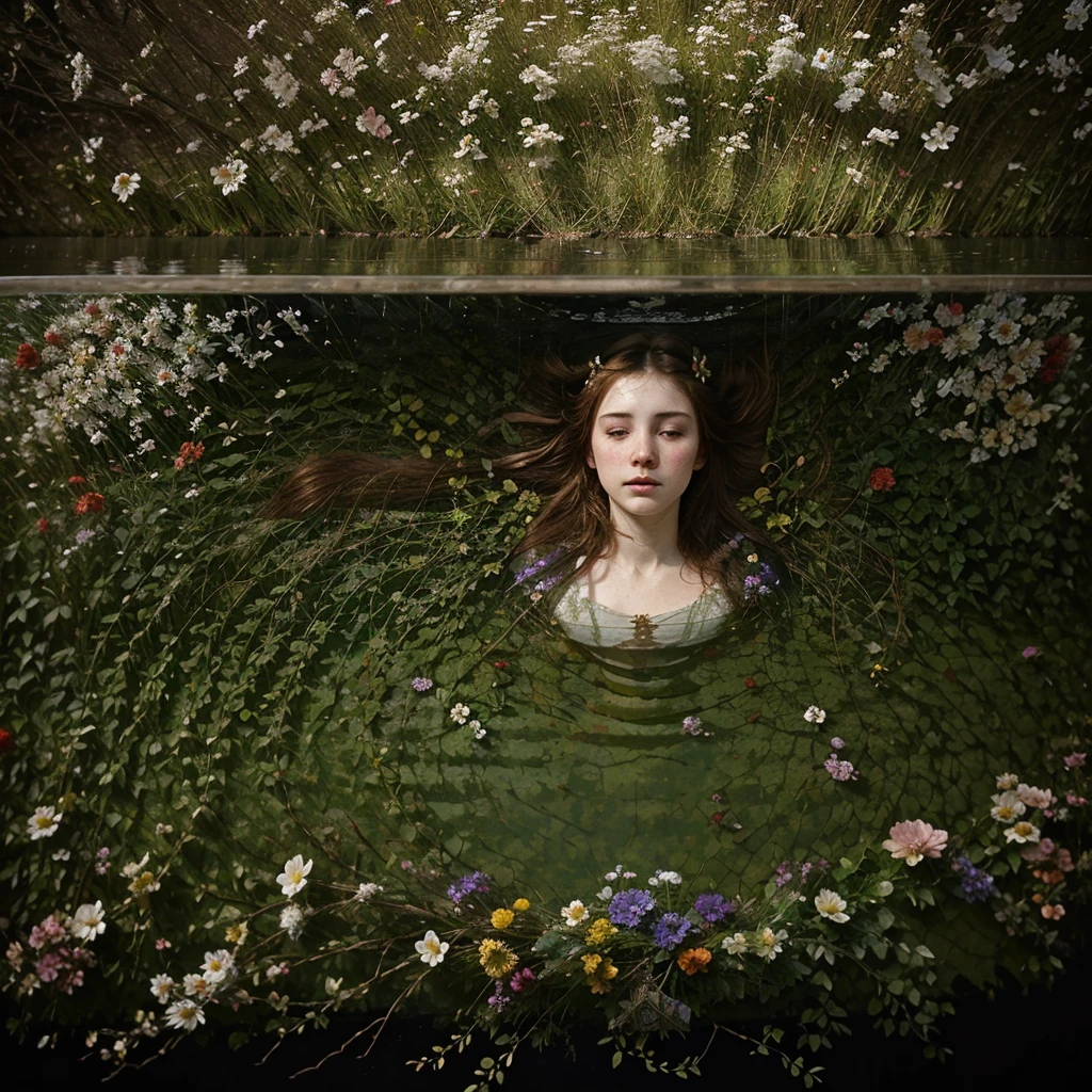 Water, flowers, death, and Ophelia
Flowing, blooming, dying, and being
A beautiful painting by Millais
A tragic story of a young woman
Taken by the river, by the flowers, by death