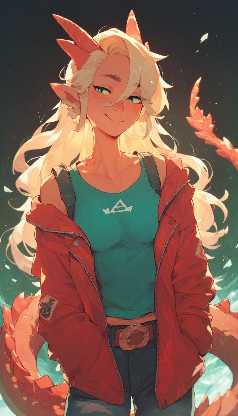 Best quality, Super detailed illustration, warm colors, perfect lighting, perfect detail ,Cute half dragon girl