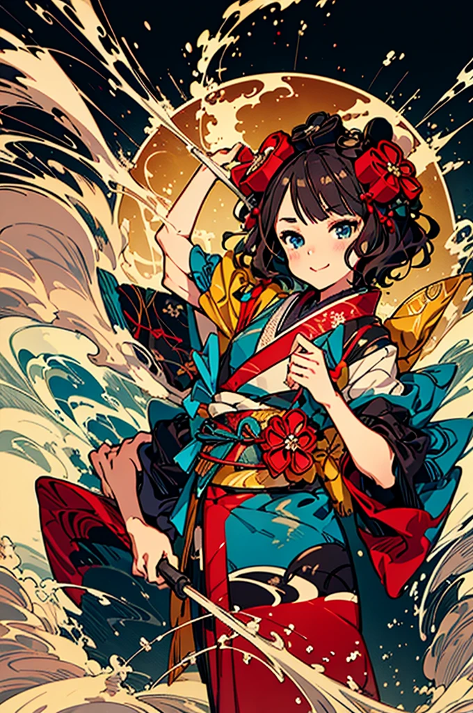 hokusai, masterpiece, super high quality, ( Highly detailed original illustration), , ((Hana Sakura)(graffiti)), Double exposure, A fluid fusion of abstract art, Glitch, ( 2D), ( Original illustration composition), ( Limited edition color fusion, Maximalism art style, Geometric art style, fire, Junk Art), Yellow theme, Background swirls and waves,[1 Girl:7], (Tilt your head:1.2), ([sketch|watercolor \(Moderate\)]:1.15),Chaotic Abstract Background, Vector Trace, グラデーションブレンディング and whole body, Artistic elements add depth to the work,Katsushika Hokusai,sketch (Character design sheet, same characters, whole body, Three-View, front, ~ ~ ~ ~ side, return) 1 female, Nervous,Cowboy Shot,,(Very bright:1.1), White Background, [1 Girl:7], (Tilt your head:1.2), ([sketch|watercolor \(Moderate\)]:1.15),