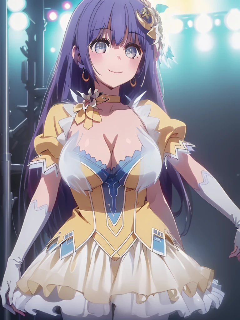 great quality ++ Extremely detailed high resolutionolution, very aesthetic, expressive eyes, (((perfect face))), (((face symmetrical))), ((good anatomy)), (((perfect hands))), (((8k))), UHD, HD wallpaper, (((detailed high cal, (((((1girl)))))), only, masterpiece, La Best Quality, high resolution, Highly detailed, (illustration), beautiful detailed eyes, (((combatant))), (((((1girl))))), ((((fullbody)))), (((date a live))), (((Ai hoshino))), ((((Girl with characteristics of Miku Izayoi and Hoshino Ai)))), (((rvcm_duotone3_hairstyle))), (((light indigo hair))), (((agglutination))), Combination, (((mature female))), (((Beauty))), (((astral dress))), (((hair ornament))), (((gloves))), (((dress))), (((pantyhose))), (((choker))), (((elbow gloves))), (((white pantyhose))), (((puffy sleeves))), (((frilleD skirt))), (((frills))), (((cleavage))), (((dome))), (((stage))), (((Concert))), (((Singing))), (((Idol))), (((puffy sleeves))), (((puffy short sleeves))), (((gradient dress))), (((narrow shoulders))), (((narrow waist))), (((They are smiling))), Long hair, huge, garden of a castle, (((mature female))), masterpiece, Best Quality, ((masterpiece)), ((best calidra derailed)), Upper part of the body, (((face to face look))),