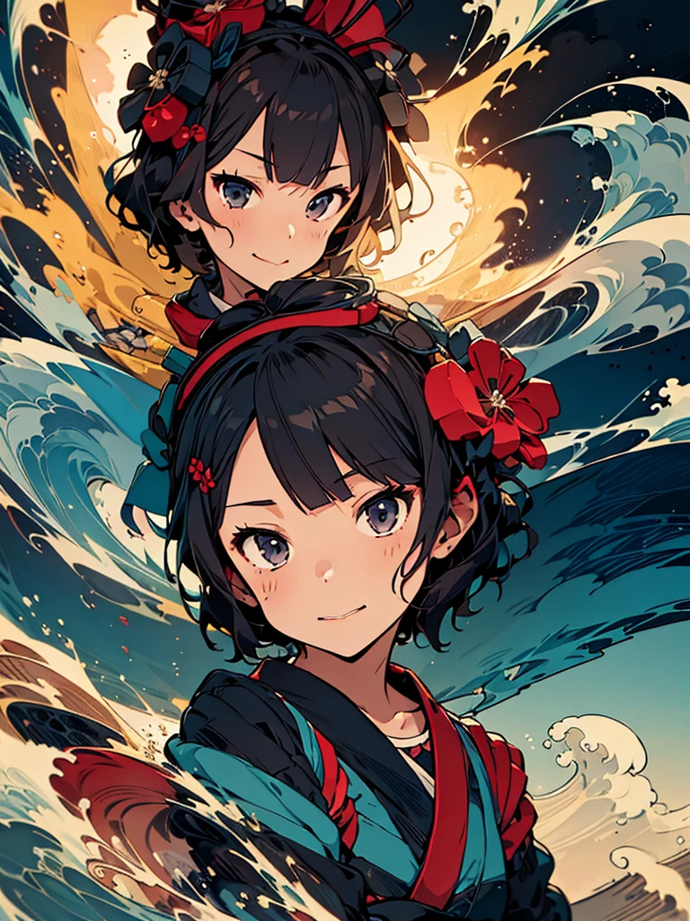 background:36 Views of Fugaku Kanagawa Okinami Ura, hokusai, masterpiece, super high quality, ( Highly detailed original illustration), , ((Hana Sakura)(graffiti)), Double exposure, A fluid fusion of abstract art, Glitch, ( 2D), ( Original illustration composition), ( Limited edition color fusion, Maximalism art style, Geometric art style, fire, Junk Art), Yellow theme, background渦と波,[1 Girl:7], (Tilt your head:1.2), ([sketch|watercolor \(Moderate\)]:1.15),混沌とした抽象なbackground, Vector Trace, グラデーションブレンディング and whole body, Artistic elements add depth to the work,Katsushika Hokusai,sketch (Character design sheet, same characters, whole body, Three-View, front, ~ ~ ~ ~ side, return) 1 female, Nervous,Cowboy Shot,,(Very bright:1.1), 白色のbackground, [1 Girl:7], (Tilt your head:1.2), ([sketch|watercolor \(Moderate\)]:1.15)