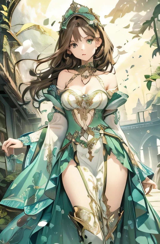 anime artstyle,Masterpiece,Best Quality,Super Detail,((Very Delicate and Beautiful)),((1 plump princess in beautiful embroidery and jeweled gorgeous rococo ballgown with voluminous hoop skirt)),((crinoline style)),((Solo)),Standing,((full body)),(((very gigantic breasts,very gigantic breasts,sagging breasts,skindentation))),cleavage,detailed face and eyes,jewel-like eyes,((extremely voluminous straight Hair,Extremely Long Straight Hair)),(gorgeousfull embroidery and lace,beautiful embroidery and jeweled),Gorgeous Gemstone Jewelry,gorgeous corsage,gorgeous hair ornament,((gorgeous glitter jeweled tiara)),((full body)),((beautiful embroidery and jeweled gorgeous rococo ballgown with voluminous hoop skirt)),(crinoline,Long train),(Standing in garden),floating castle,flowers,flower petals flowing,Looking at viewer,(((beautiful embroidery and jeweled gorgeous rococo ballgown with voluminous hoop skirt))),full body,