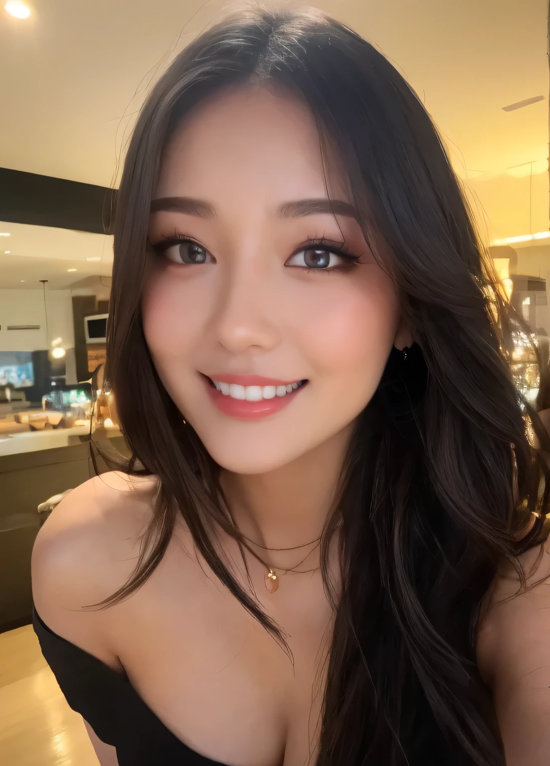 masutepiece, Best Quality, Illustration, Ultra-detailed, finely detail, hight resolution, 8K Wallpaper, Perfect dynamic composition, Beautiful detailed eyes, Off-shoulder t shirt and mini shorts,Bob Hair, mid-chest, Natural Color Lip, Random and sexy poses,Smile,20 years girl　Colossal 、nightclub、