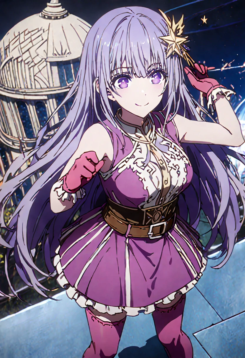 great quality ++ Extremely detailed high resolutionolution, very aesthetic, expressive eyes, (((perfect face))), (((face symmetrical))), ((good anatomy)), (((perfect hands))), (((8k))), UHD, HD wallpaper, (((detailed high cal, (((((1girl)))))), only, masterpiece, La Best Quality, high resolution, Highly detailed, (illustration), beautiful detailed eyes, (((combatant))), (((((1girl))))), ((((fullbody)))), (((date a live))), (((HOSHINOAI))), ((((Girl with characteristics of Miku Izayoi and Hoshino Ai)))), (((rvcm_duotone3_hairstyle))), (((light indigo hair))), ((((((((purple eyes)))))))), (((rvcm_duotone3_haiRstyle))), (((agglutination))), Combination, (((mature female))), (((bangs))), (((blunt bangs))), (((hime cut))), (((hair ornament))), (((Idol))), (((Concert))), (((dome))), (((dancing))), (((Singing))), (((star-shaped pupils))), ((((purpler hair)))), (((purple eyes))), (((pink dress))), (((Sleeveless Dress))), (((pink gloves))), (((pink thighhighs))), (((belt))), (((narrow shoulders))), (((narrow waist))), (((They are smiling))), Long hair, huge, garden of a castle, (((mature female))), masterpiece, Best Quality, ((masterpiece)), ((best calidra derailed)), Upper part of the body, (((face to face look))),