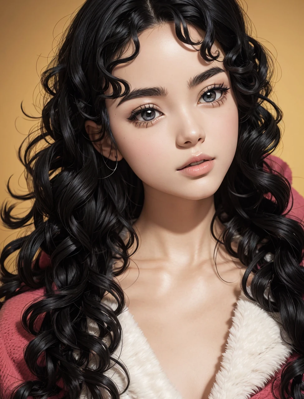 anime, woman with black curly hair