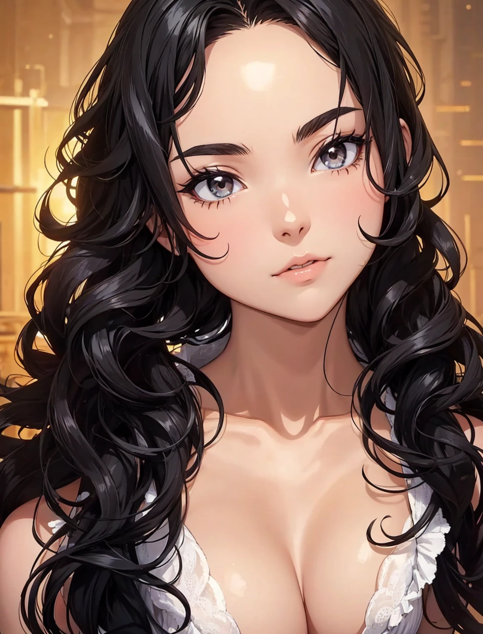 anime, woman with black curly hair