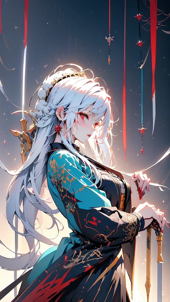 anime girl with a sword and blood splattered around her, gothic maiden anime girl, anime fantasy artwork, white haired deity, anime epic artwork, detailed anime art, detailed anime artwork, anime fantasy illustration, demon anime girl, beautiful necromancer, beautiful fantasy anime, trending on artstation pixiv, anime art wallpaper 4k, anime art wallpaper 4 k