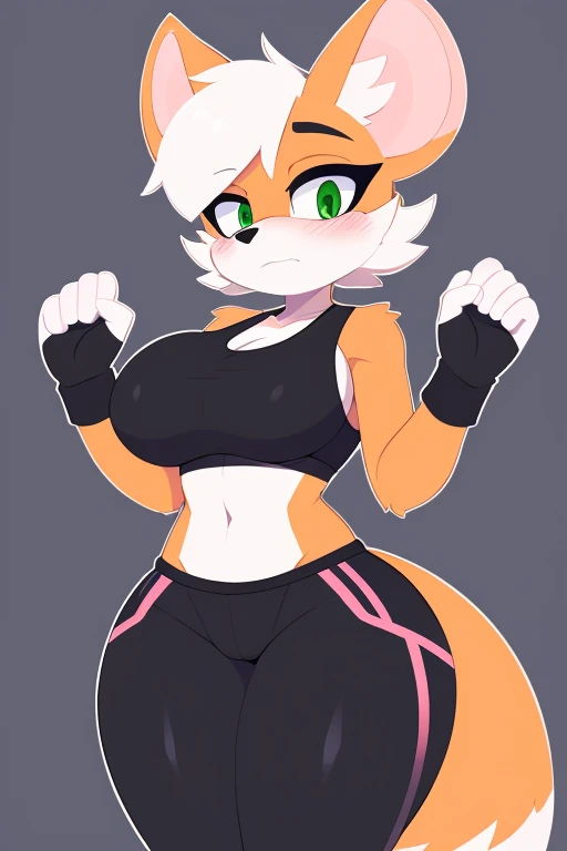 [lizard], (mayosplash), (wamudraws)], ((masterpiece)), ((HD)), ((solo portrait)), ((front view)), ((detailed shading)), ((beautiful render art)), ((intricate details)), cute teal eyes, (yellow sclera), (half-closed eyes), (medium boobs), (defined muscles), (beautiful feet), (clothing, topwear: tanktop, bottomwear:(pants:black) footwraps, stirrup footwear)),{(standing), (dynamic pose)}