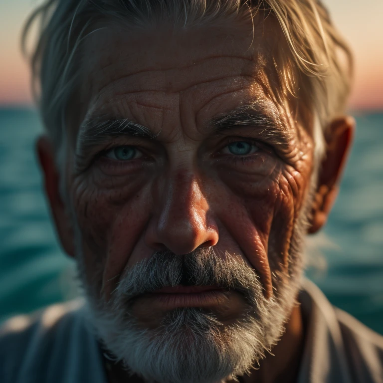 ((old man staring at the camera)), (((focusing on the eyes that reflect the sea))), play of light, maximum detail of the skin, more attention to facial marks
Waiting to start 
