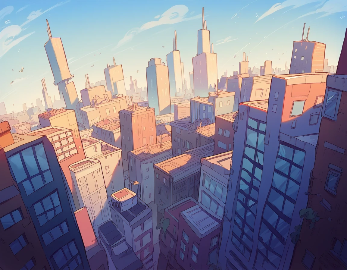 floating city, blue sky background with nines