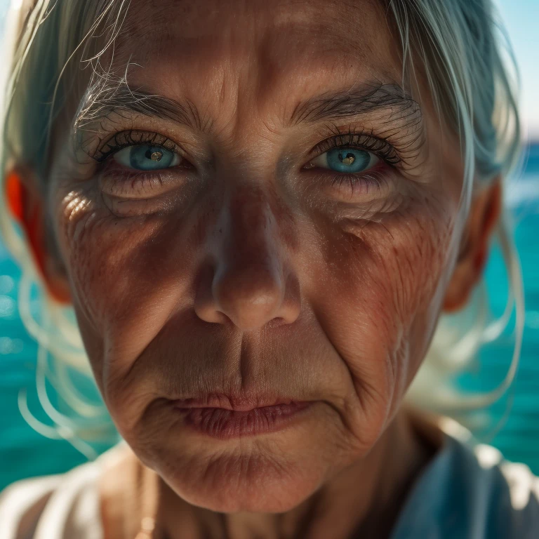 ((old woman staring at the camera)), (((focusing on the eyes that reflect the sea))), play of light, maximum detail of the skin, more attention to facial marks
Waiting to start 
